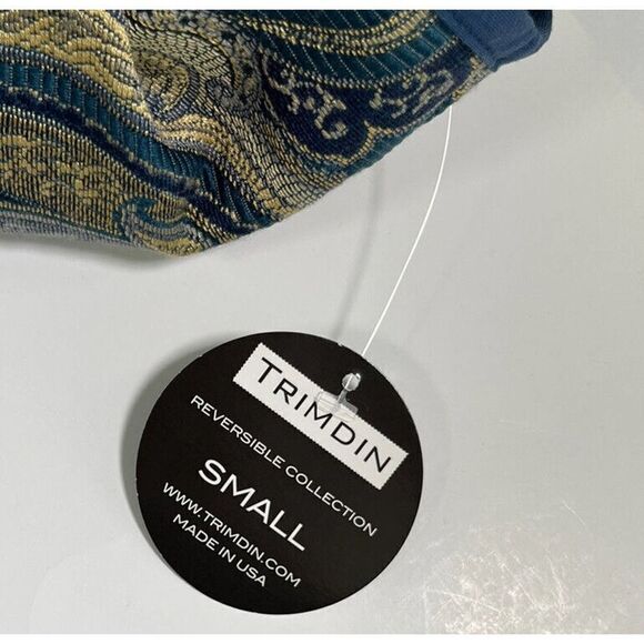 Trimdin Artisan Jacket Size Small Navy Blue Paisley Reversible Jacquard New - Picture 6 of 12